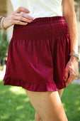 Sunny Strolls High Waisted Shorts- Maroon - Jess Lea Boutique