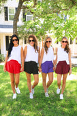 Sunny Strolls High Waisted Shorts- Red - Jess Lea Boutique