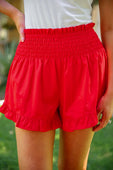 Sunny Strolls High Waisted Shorts- Red - Jess Lea Boutique