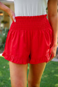 Sunny Strolls High Waisted Shorts- Red - Jess Lea Boutique