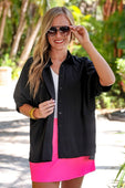 Sutton Button Up Top- Black - Jess Lea Boutique