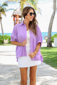Sutton Button Up Top- Lavender - Jess Lea Boutique