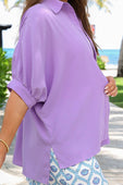 Sutton Button Up Top- Lavender - Jess Lea Boutique