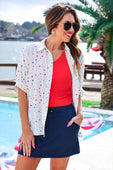 Sutton Button Up Top- Patriotic Stars - Jess Lea Boutique