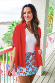 Sutton Button Up Top- Red - Jess Lea Boutique