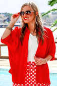 Sutton Button Up Top- Red - Jess Lea Boutique