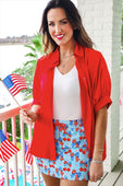 Sutton Button Up Top- Red - Jess Lea Boutique