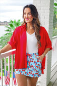 Sutton Button Up Top- Red - Jess Lea Boutique