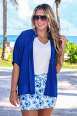 Sutton Button Up Top- Royal Blue - Jess Lea Boutique