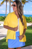 Sutton Button Up Top- Yellow - Jess Lea Boutique