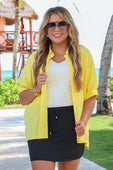 Sutton Button Up Top- Yellow - Jess Lea Boutique