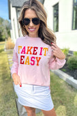 Take It Easy Patch Pullover - Jess Lea Boutique