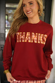 PREORDER Thanks Plaid Patch Pullover - Jess Lea Boutique