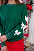 PREORDER- Tied With Cheer Bow Sleeves Pullover - Jess Lea Boutique