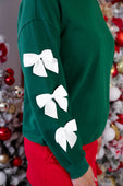 PREORDER- Tied With Cheer Bow Sleeves Pullover - Jess Lea Boutique