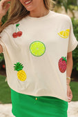Tropical Fruit Sequin Patch Top - Jess Lea Boutique