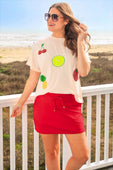 Tropical Fruit Sequin Patch Top - Jess Lea Boutique