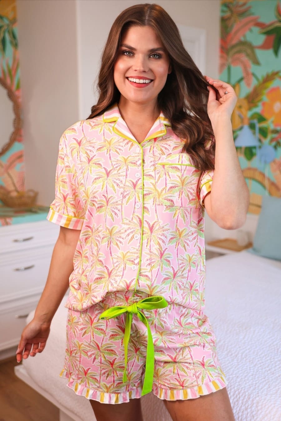 Tropical Glow Ruffle Pajama Set - Jess Lea Boutique