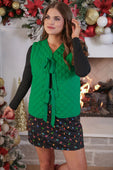 PREORDER- Twila Quilted Tie Vest- Green - Jess Lea Boutique