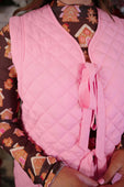 PREORDER- Twila Quilted Tie Vest- Pink - Jess Lea Boutique