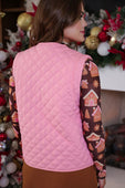 PREORDER- Twila Quilted Tie Vest- Pink - Jess Lea Boutique