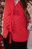 PREORDER- Twila Quilted Tie Vest- Red - Jess Lea Boutique