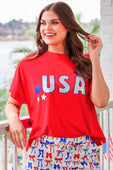 USA Foil Luxe Top - Jess Lea Boutique