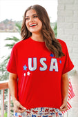 USA Foil Luxe Top - Jess Lea Boutique