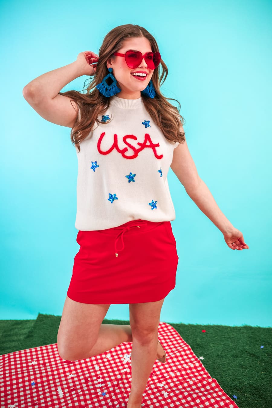 PREORDER-USA Tinsel Sweater Vest - Jess Lea Boutique