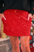 Velvet Hour Sequin Skort- Red - Jess Lea Boutique