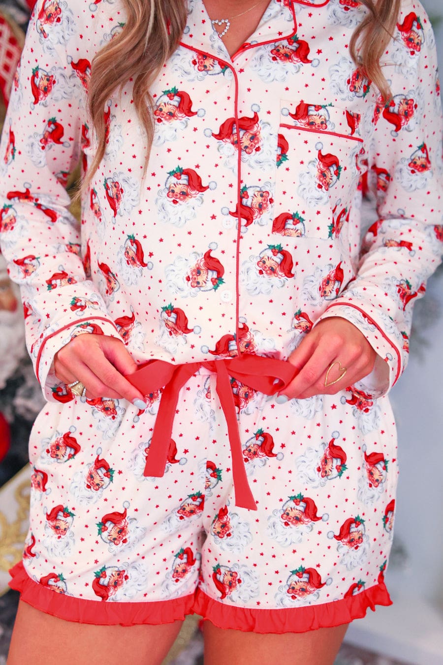 Vintage Santa Ruffle Pajama Set - Jess Lea Boutique