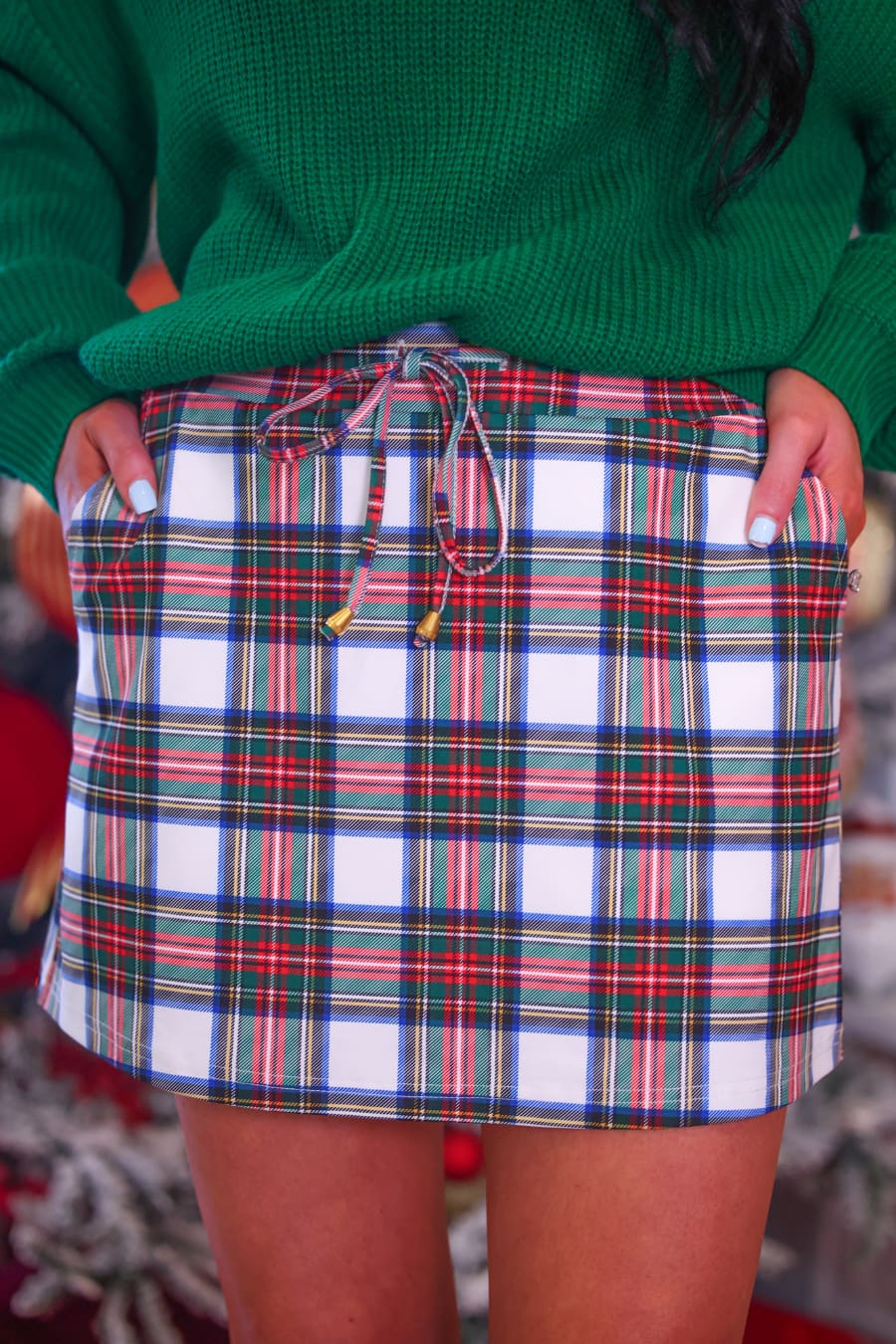White Christmas Plaid Skort - Jess Lea Boutique