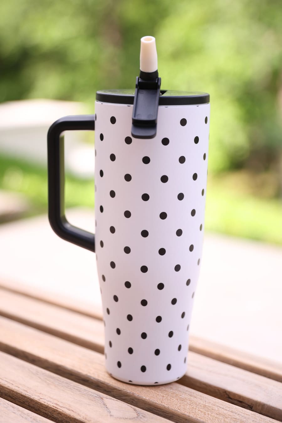 White Polka Dot Sleek Tumbler - Jess Lea Boutique