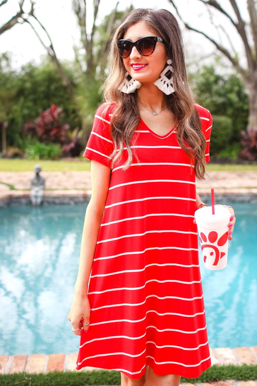 Abby Perfect V-Neck Striped Dress - Jess Lea Boutique