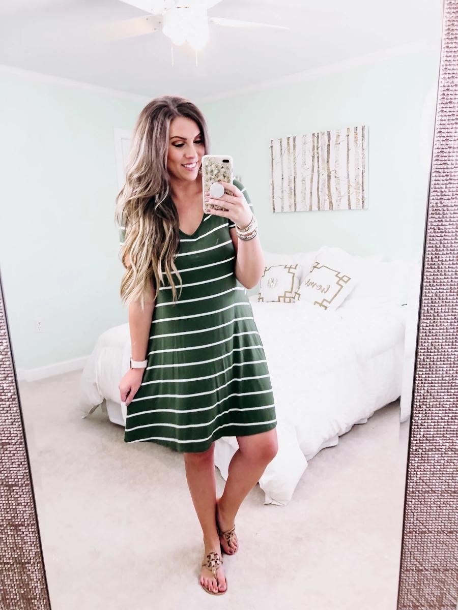 Abby Perfect V-Neck Striped Dress - Jess Lea Boutique