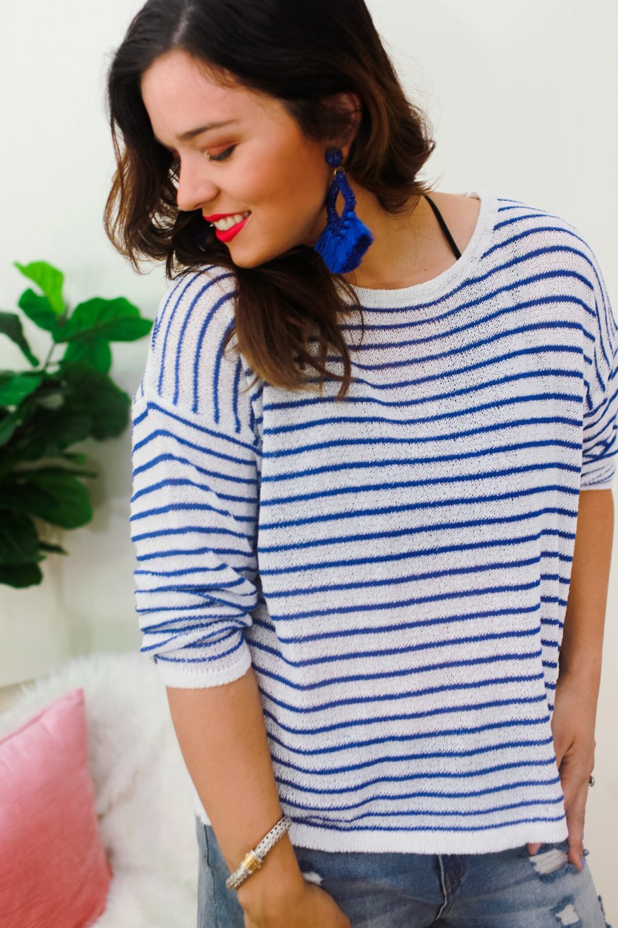 Abigail Striped Lightweight Sweater - Jess Lea Boutique