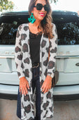 Ava Leopard Long Cardigan - Jess Lea Boutique