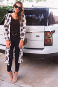 Ava Leopard Long Cardigan - Jess Lea Boutique