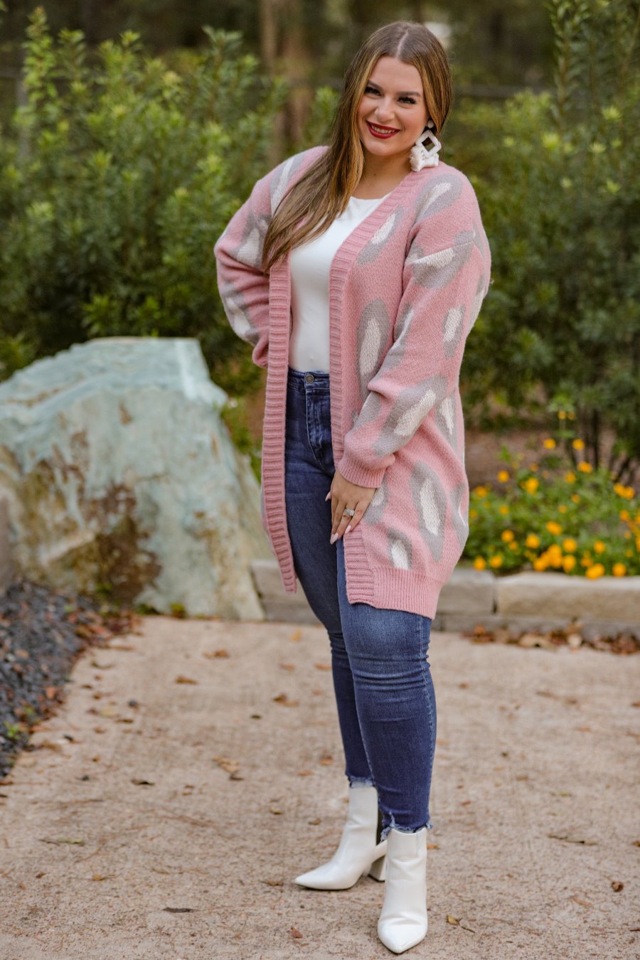 Long leopard cardigan best sale plus size