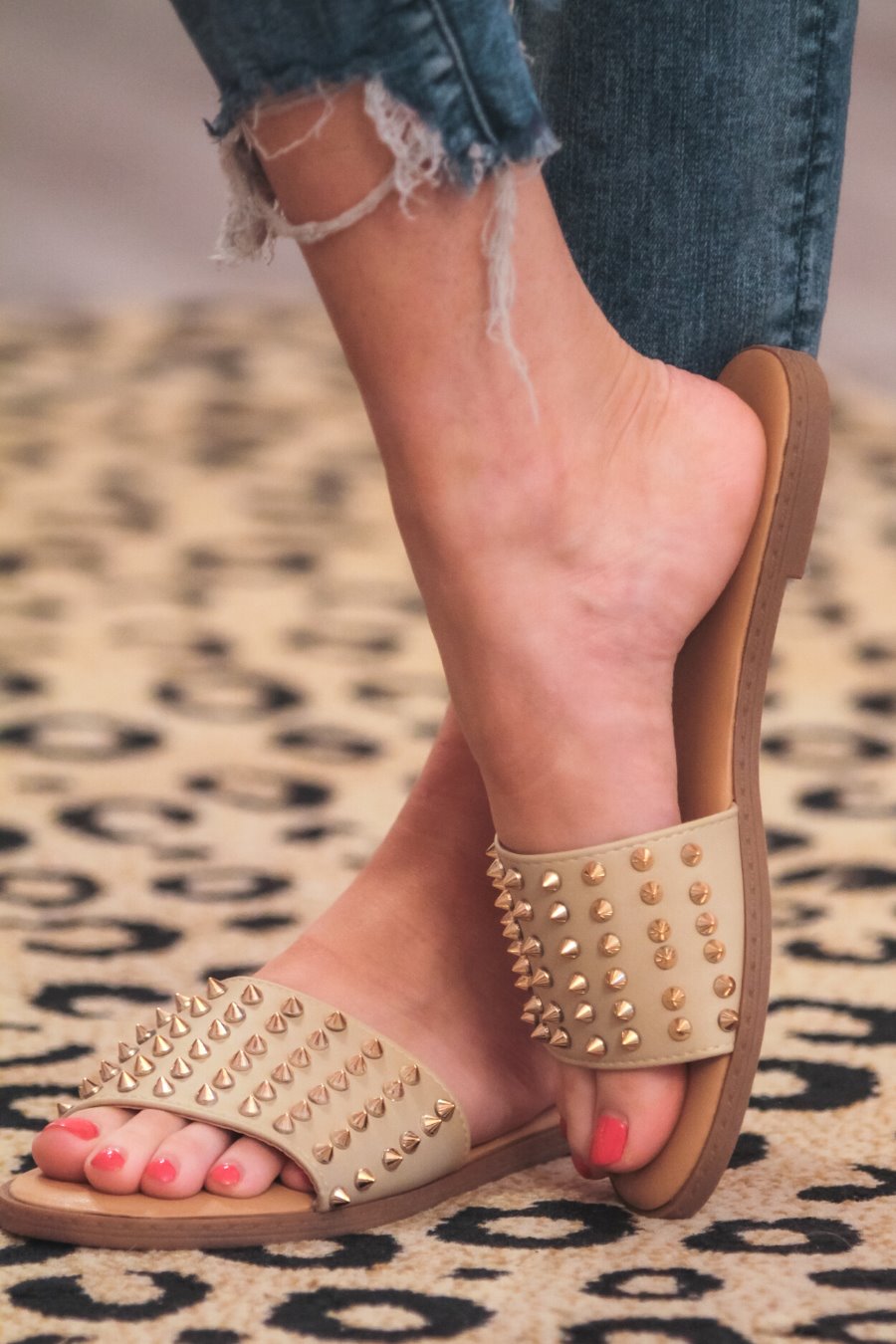Chantel Studded Slide Sandals - Jess Lea Boutique