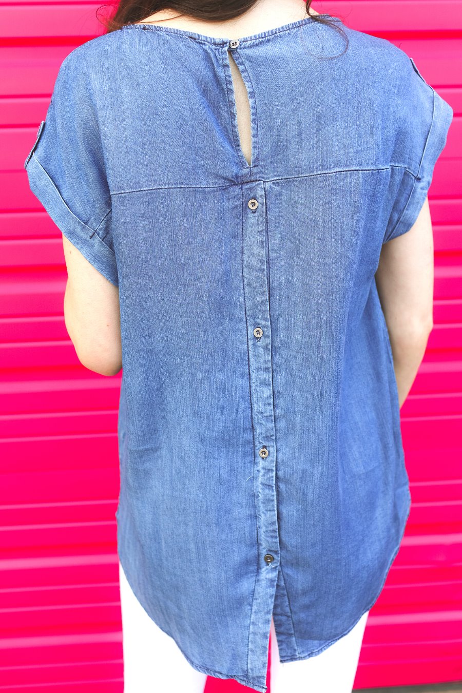 Chelsea Button Back Chambray Top