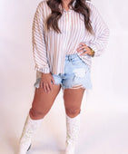 Clarice Striped Button Up Top
