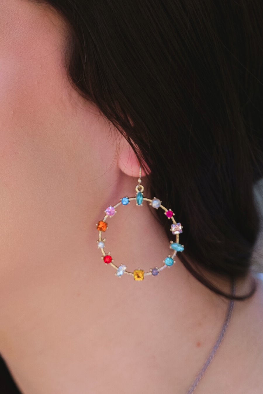 Colorful Rhinestone Drop Earrings - Jess Lea Boutique