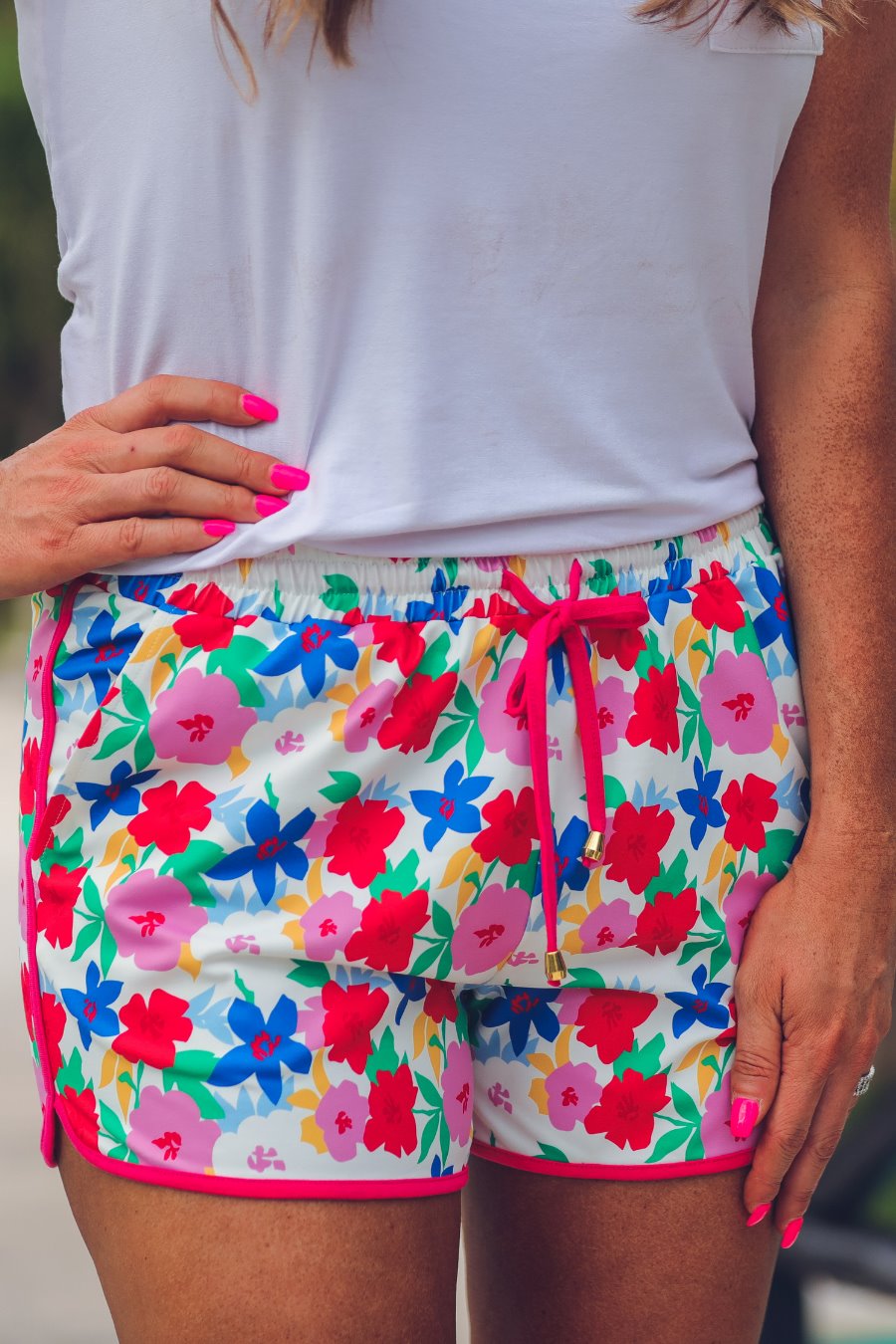 Flower Power Drawstring Everyday Shorts - Jess Lea Boutique