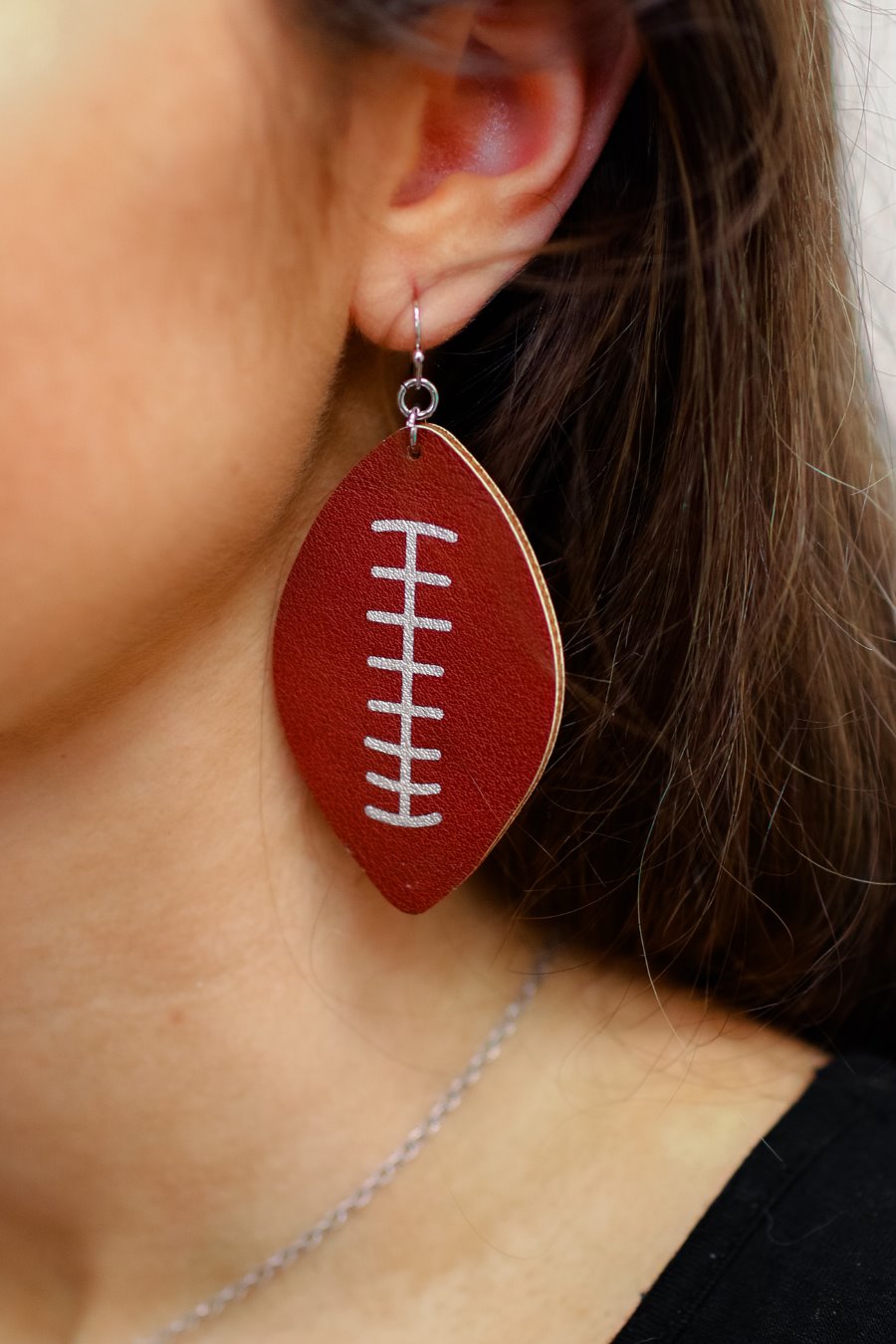 Football Faux Leather Drop Earrings - Jess Lea Boutique