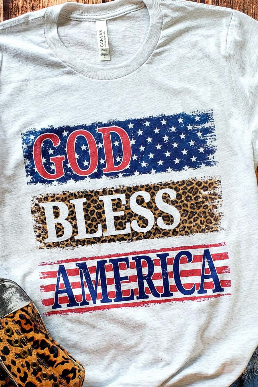 God Bless America Leopard Graphic Tee - Jess Lea Boutique