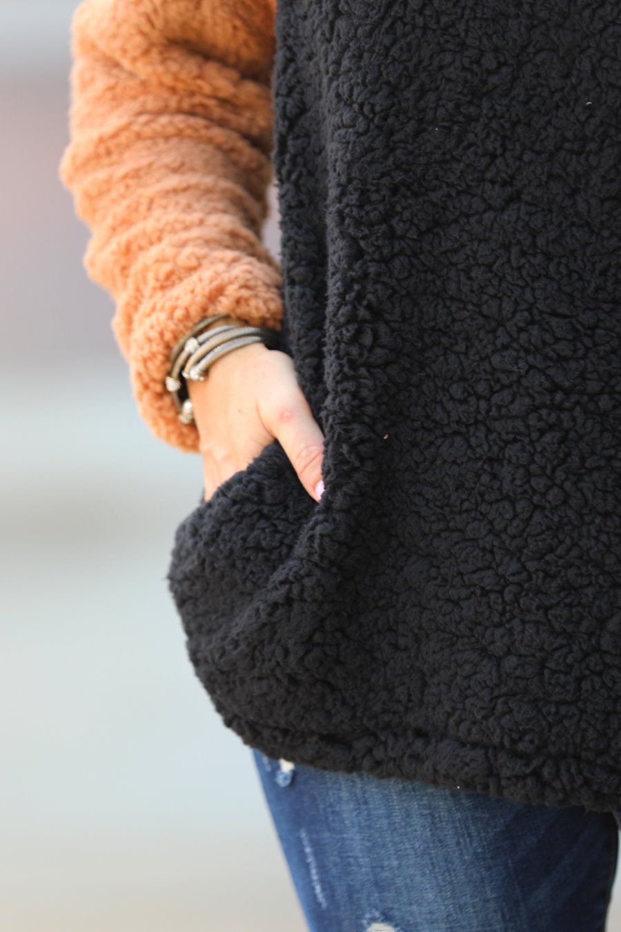 Graham Color Block Sherpa Pullover - Jess Lea Boutique