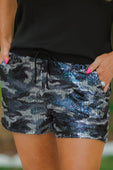 Grey Camo Sequin Shorts - Jess Lea Boutique