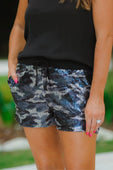 Grey Camo Sequin Shorts - Jess Lea Boutique