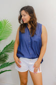 Harlow Sleeveless Chambray Top - Jess Lea Boutique